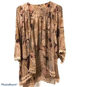 Jodifl Yellow Pink Blue Floral Kimono M